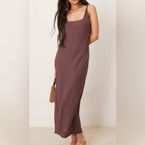 Brown twisted strap Sleeveless Dress